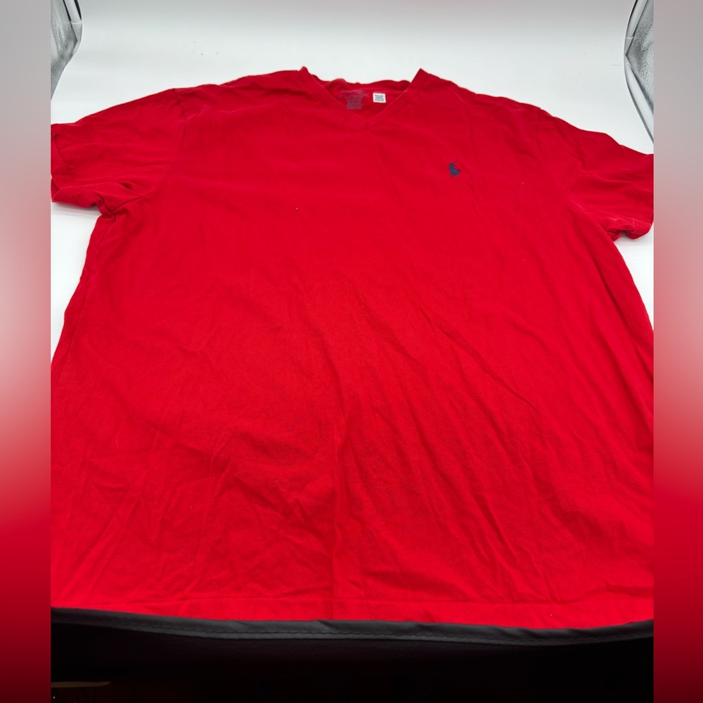 Ralph Lauren men’s red v neck short‎ sleeve tshirt sz large